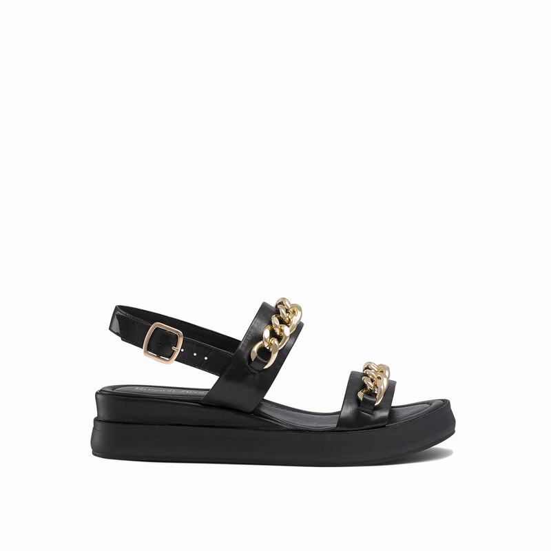 Russell & Bromley Goldie Chain Trim Flatform Womens Black [LYQ29JY]